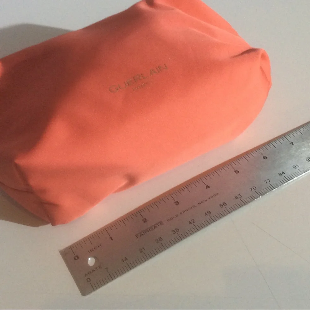 Guerlain Paris Coral Pink Makeup Cosmetic Bag Zip Pouch Gold Bee Charm